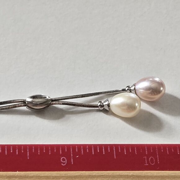 Elegant Silver Pearl Drop Necklace - Picture 9 of 9